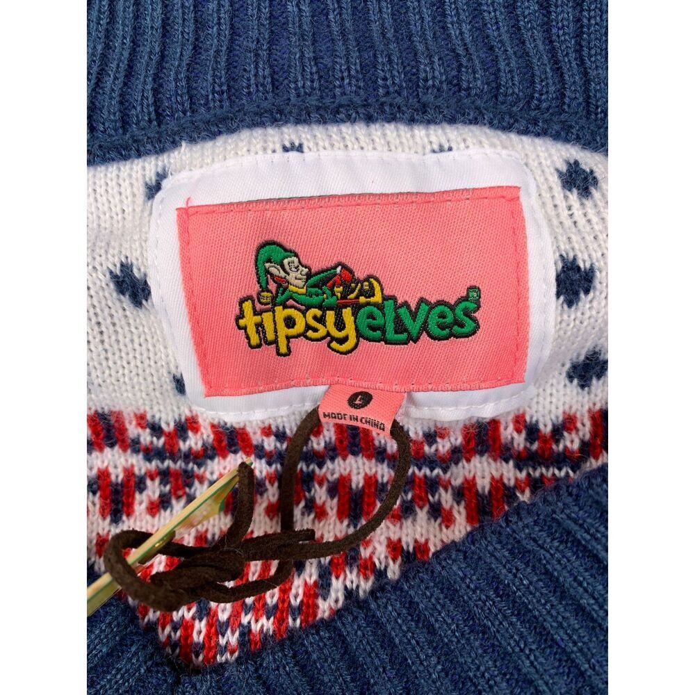 Tispy Elves Women's Reindeer Climax Ugly Christmas Sweater V-Neck NWOT Large - Picture 3 of 5